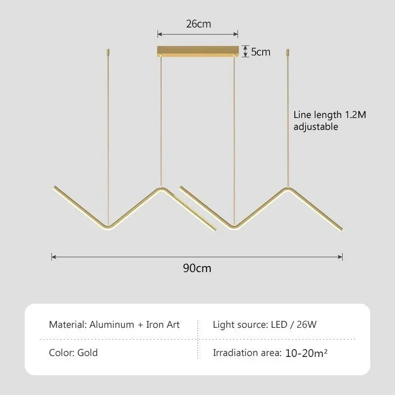 Modern LED Pendant Light Nodic Gold Hanging Chandelier