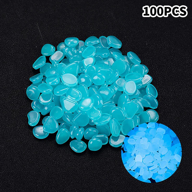 100pcs Garden Decor Luminous Stones Glow In The