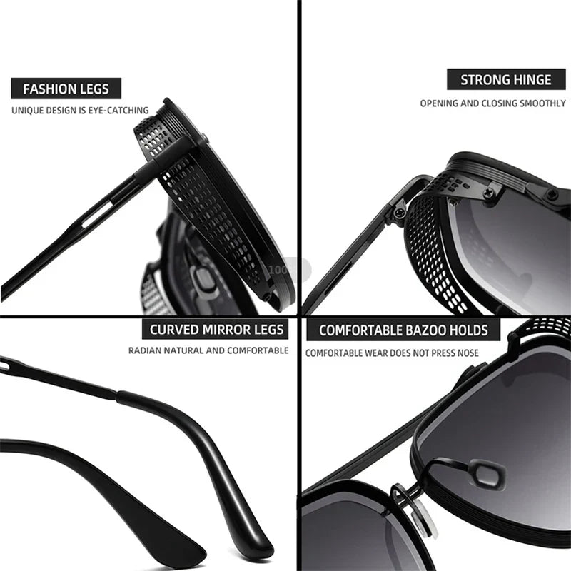 Vintage Steampunk Sunglasses Men Punk Oversized Sunglasses Women