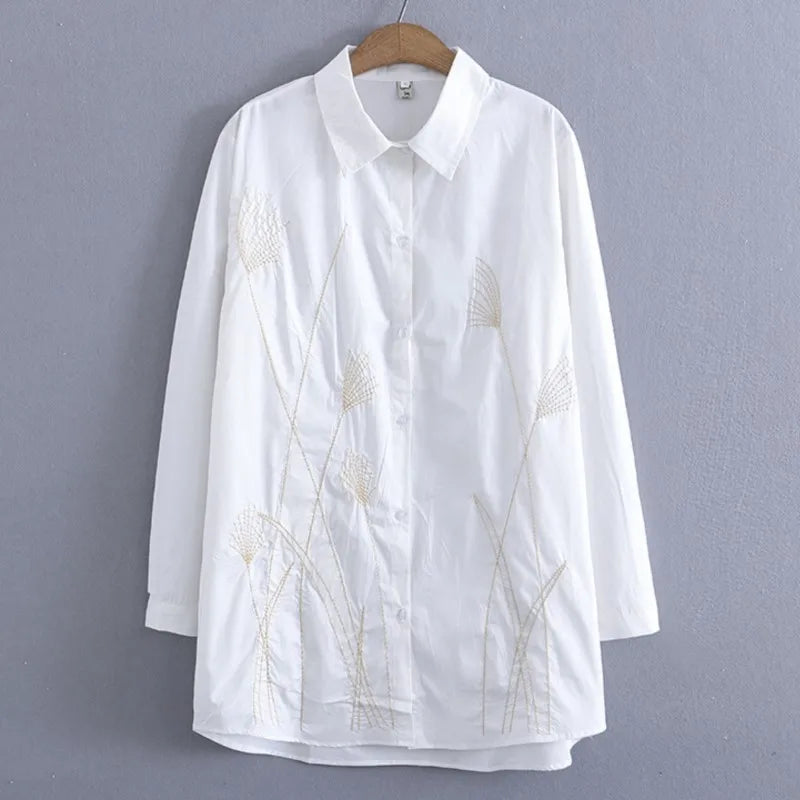 4XL Plus Size Shirt Women 2023 Spring Vintage