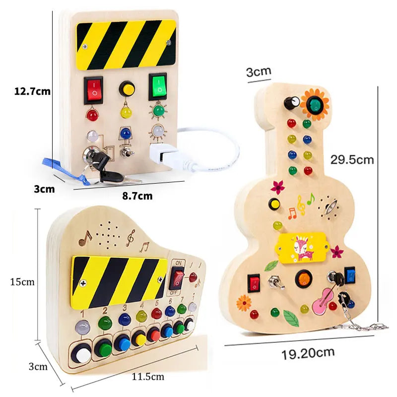 Children Busy Board Montessori Toys Wooden With Led