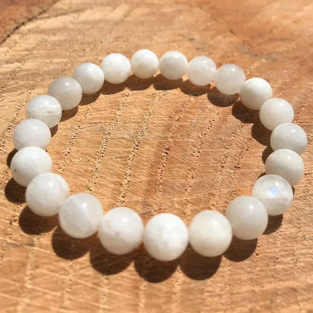 Ruberthen 8 MM White Moonstone Bracelet Chakra Healing