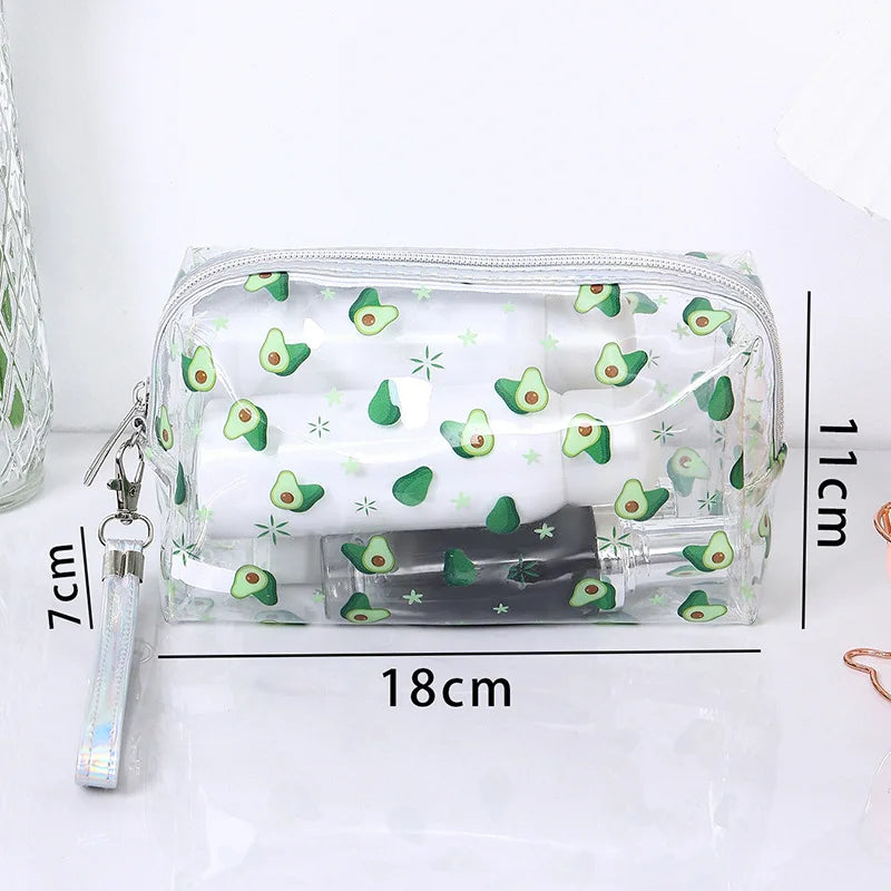 Strawberry Butterfly Fruit Print Clear Makeup Bag Fashion