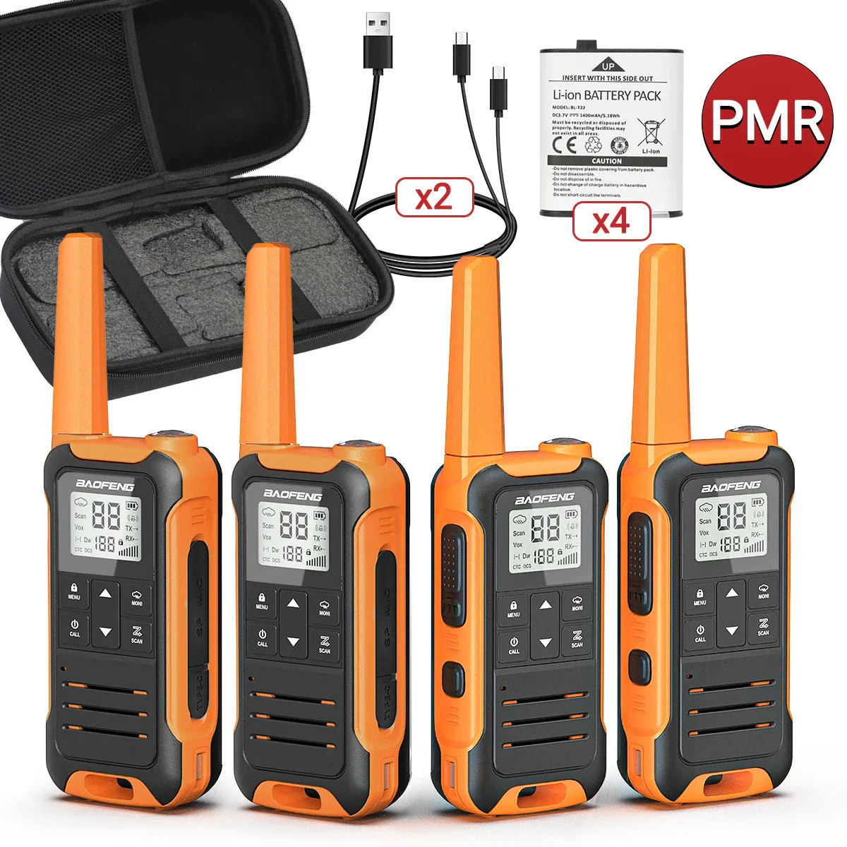 4PCS Baofeng F22 PMR446 /FRS Walkie Talkie Portable