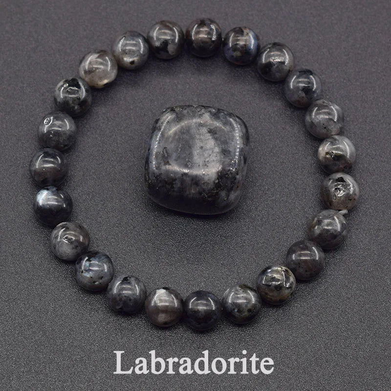 Real Natural Labradorite Stone Bead Bracelet Men Women