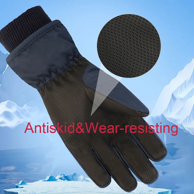 Waterproof Adult Kids Ski Gloves Thick Children Mittens