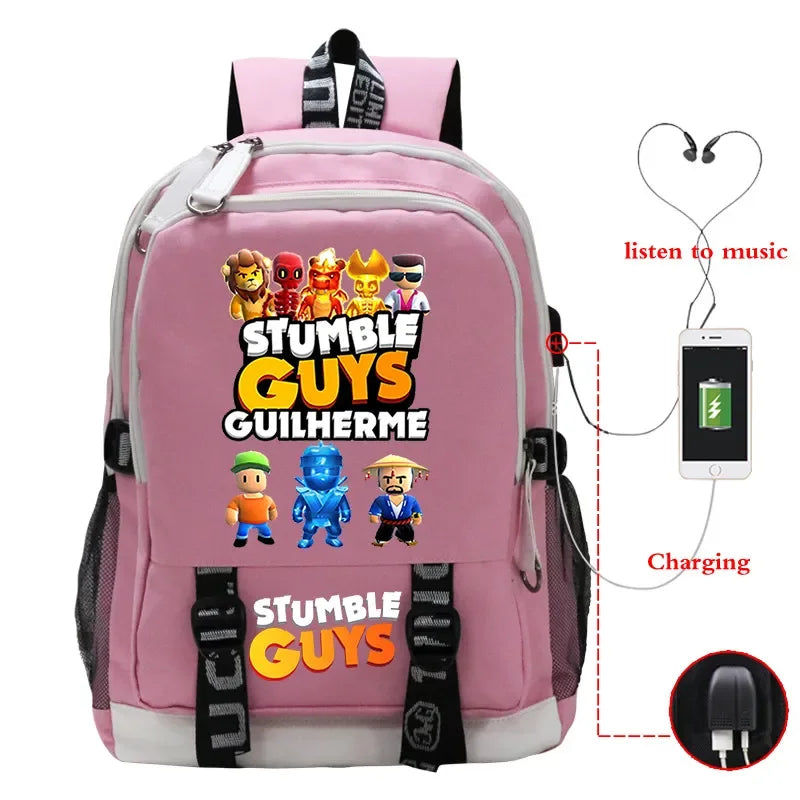 Game Stumble Guys Backpack Teenager Students School Bag
