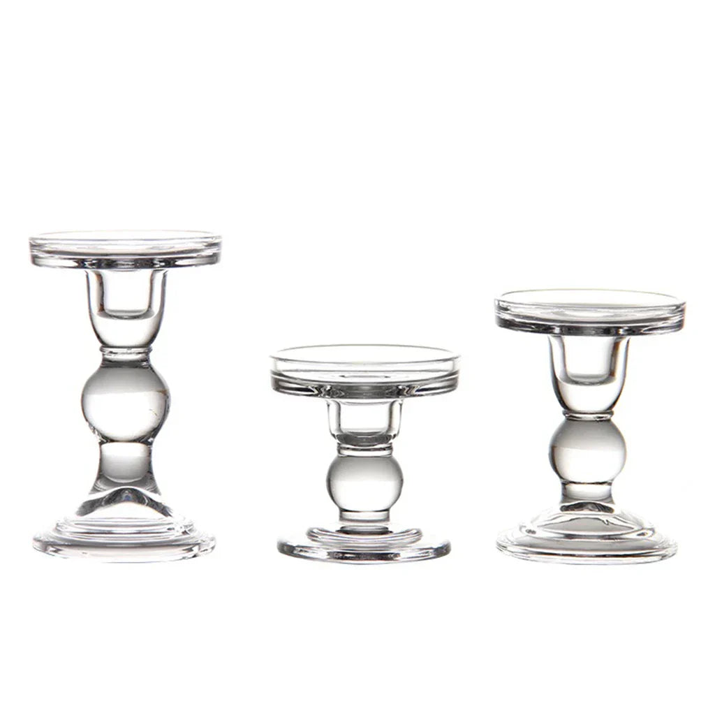 Transparent Glass Candle Holders Candlesticks for Home Office