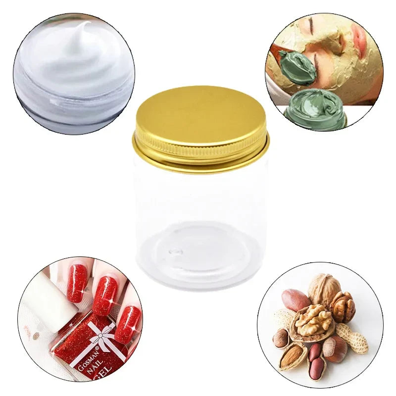12Pcs Plastic Jar With Lids Clear Cosmetic Refillable