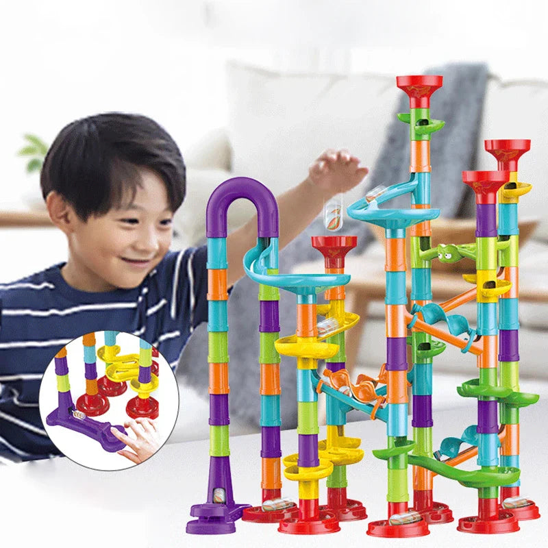 45-142PCS DIY Track Blocks Construction Marble Run Race