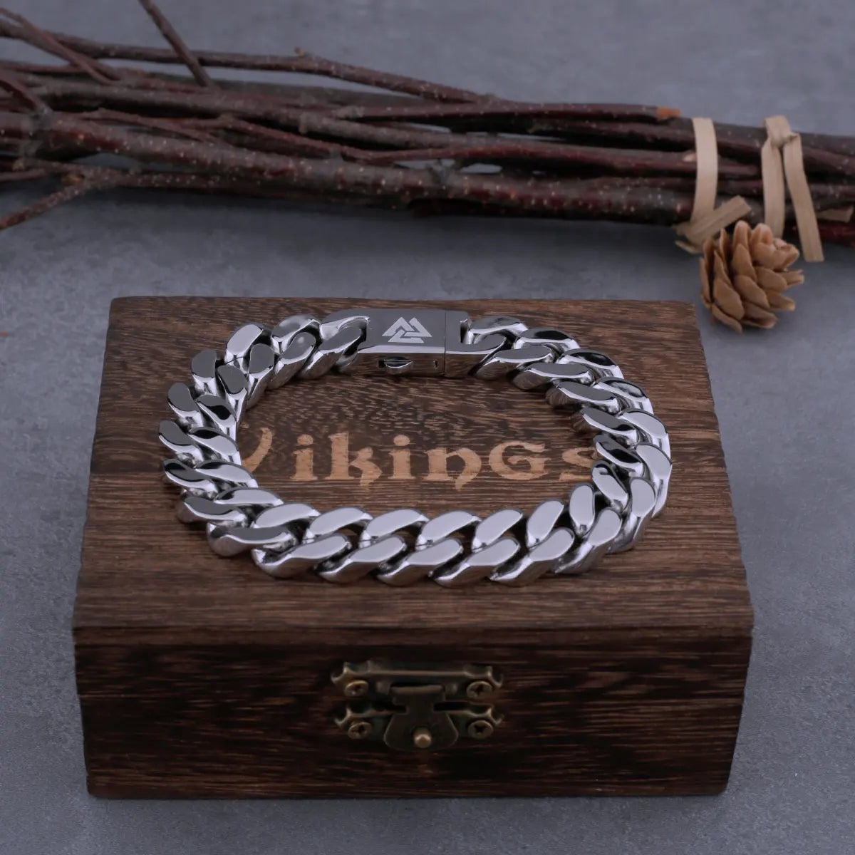 Viking Cast Cuban Chain Men's Bracelet Stainless Steel