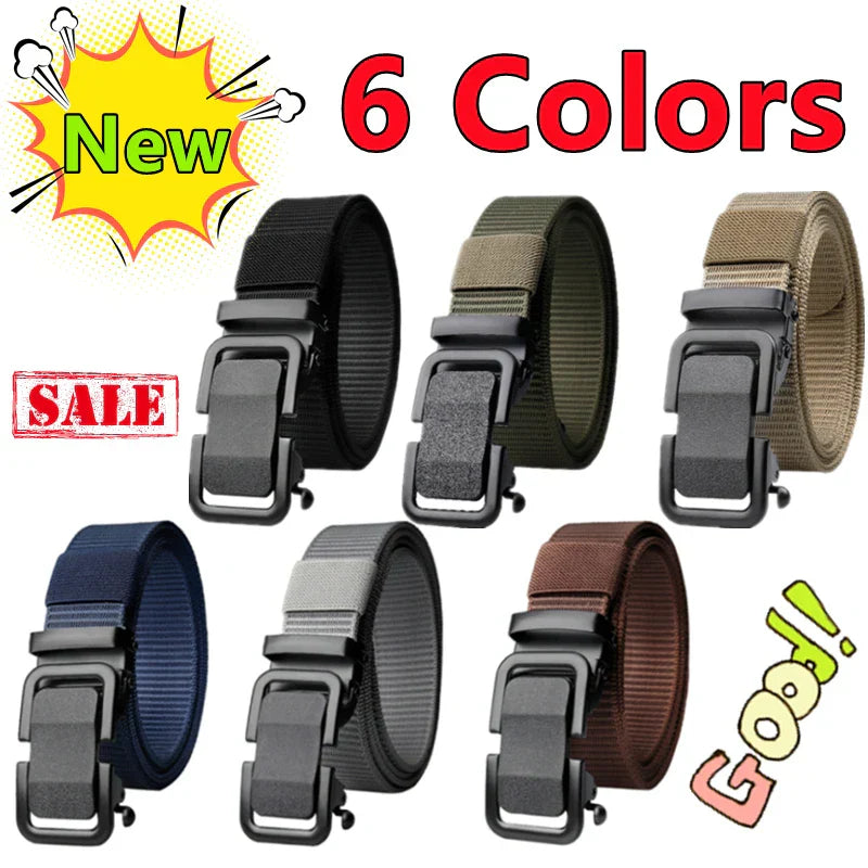 New Nylon Automatic Buckle Men Belt Outdoor Tooling