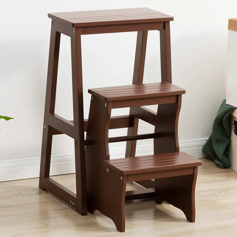 Step Stool Solid Wood Folding Ladder Chair Home