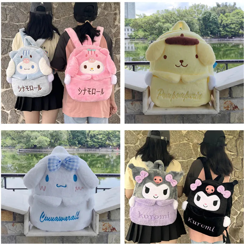 New Sanrio Cute Cartoon Plush Backpack Kuromi Large