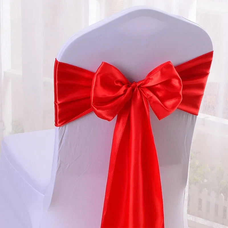 10/50/100pcs Satin Chair Bow Sashes Wedding Chair Knots