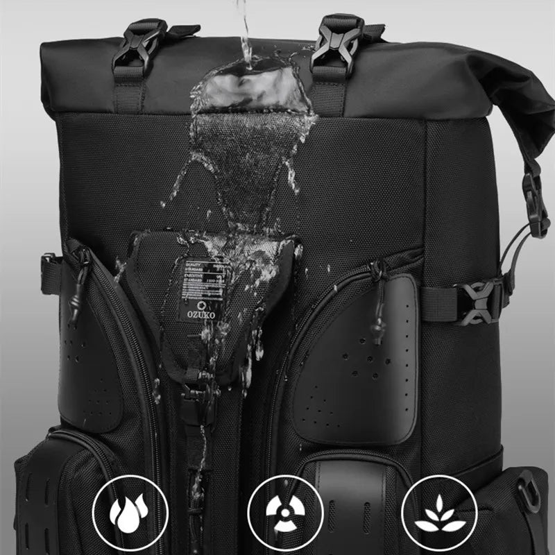 Ozuko Waterproof Tactical Backpack Outdoor Fashion Men's Multifunctional 15.6" Lapt Backpack Large Capacity Travel Tennis Bag