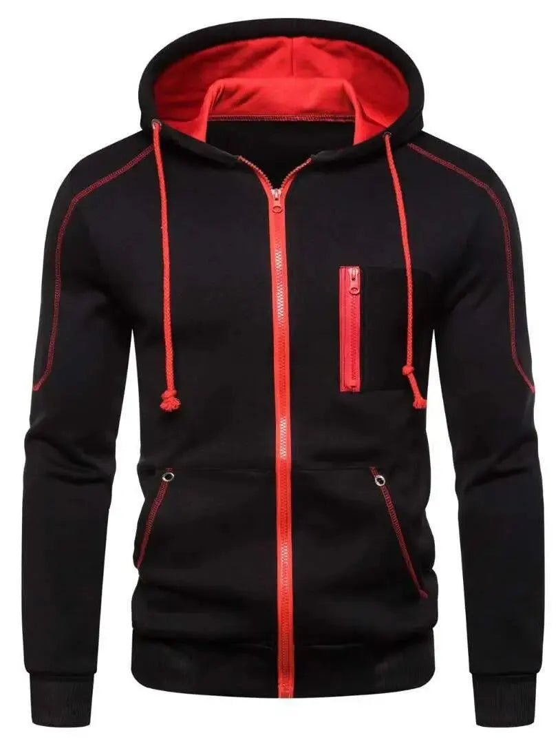 Men's Vertical Zipper Print Suit Sports Zipper Cardigan