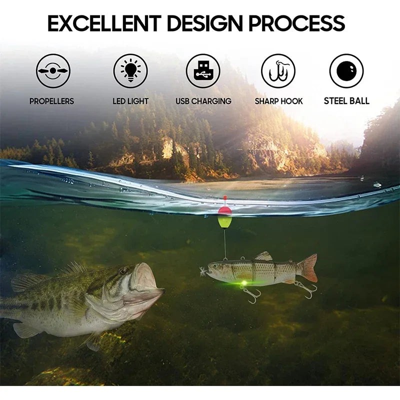 USB Rechargeable Fishing Lure Multi Jointed Swimbait Wobbler