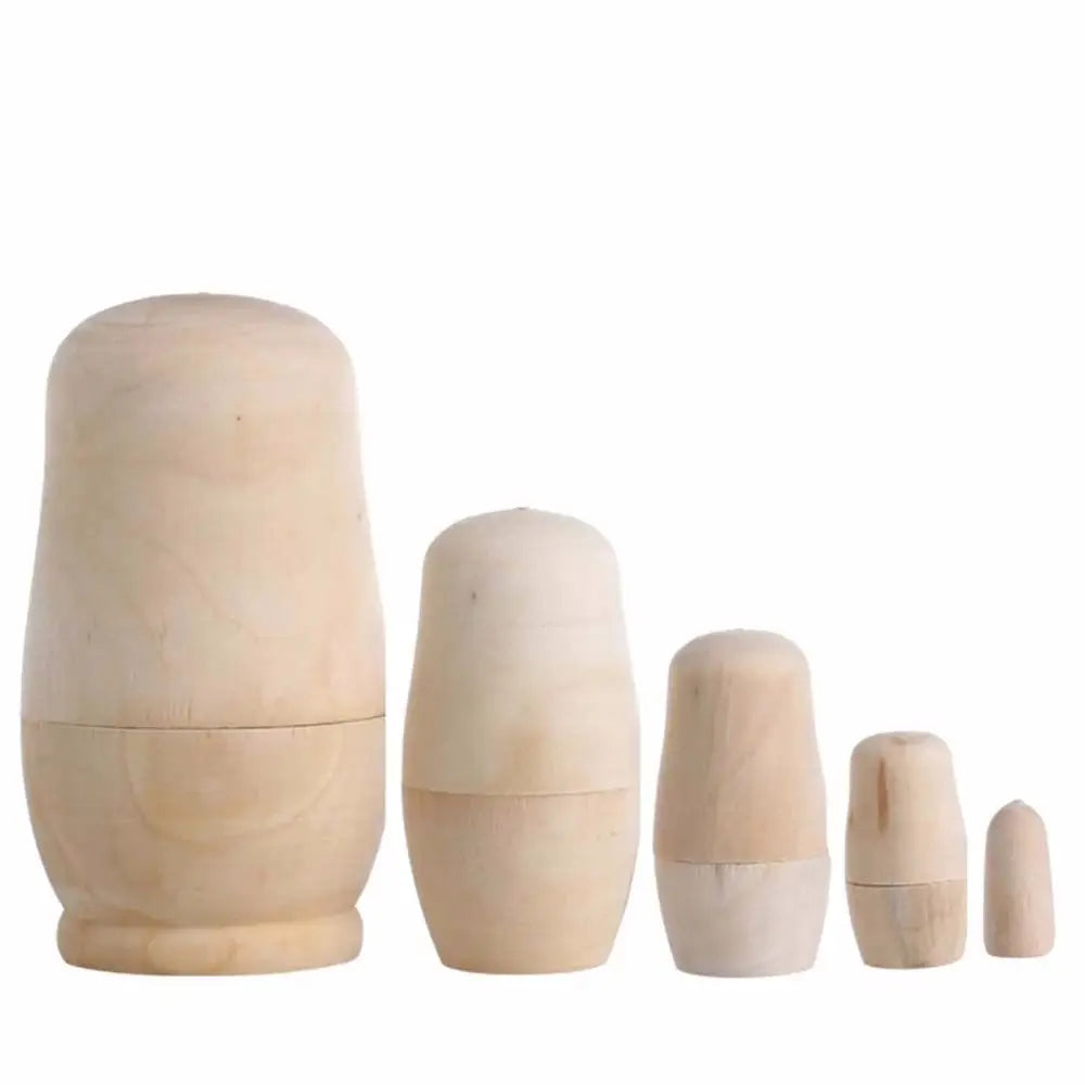 5Pcs Blank Wooden Embryos Russian Nesting Dolls Toy