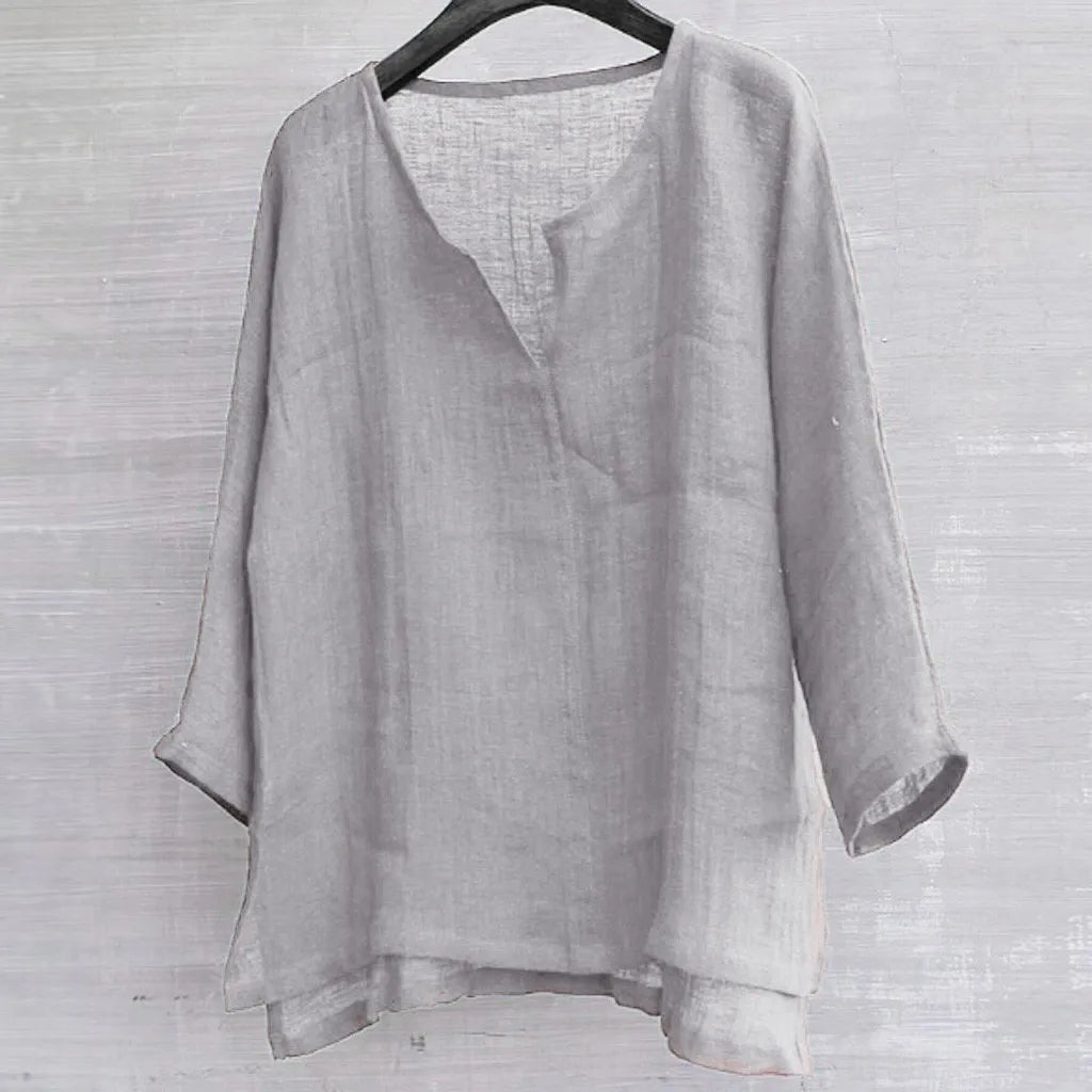 Summer Men Linen Cotton Shirt Orange Black Loose