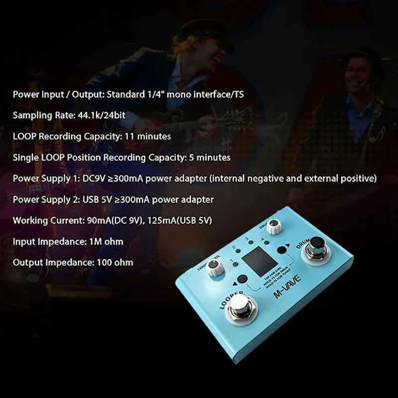 M-VAVE Guitar Effect Pedal Drum Looper Effector Mini