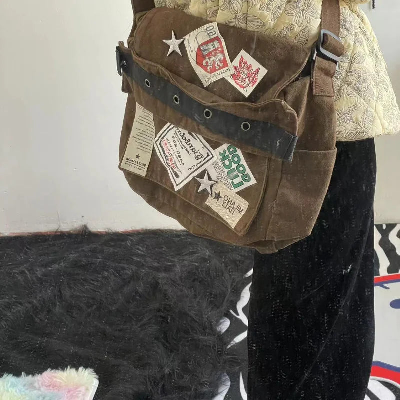 MBTI Vintage Y2k Messenger Bag for Women Canvas
