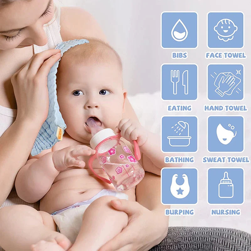 5PCS Baby Bath Towel 100% Cotton 6 Layers