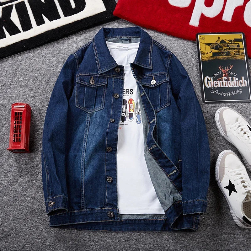 HIQOR Oversize Denim Jacket Male 8xl Men's Fashion