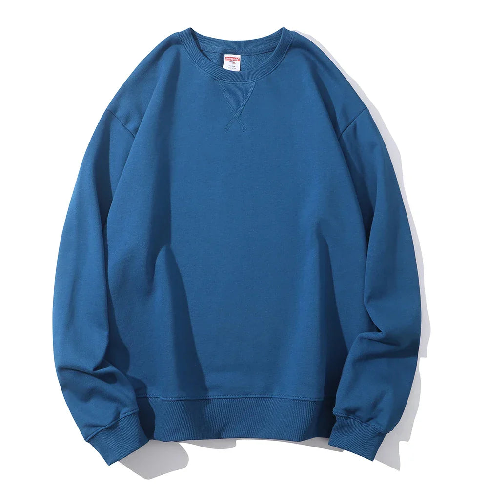 Autumn Winter 380g Cotton Heavy Hoodie Round Neck