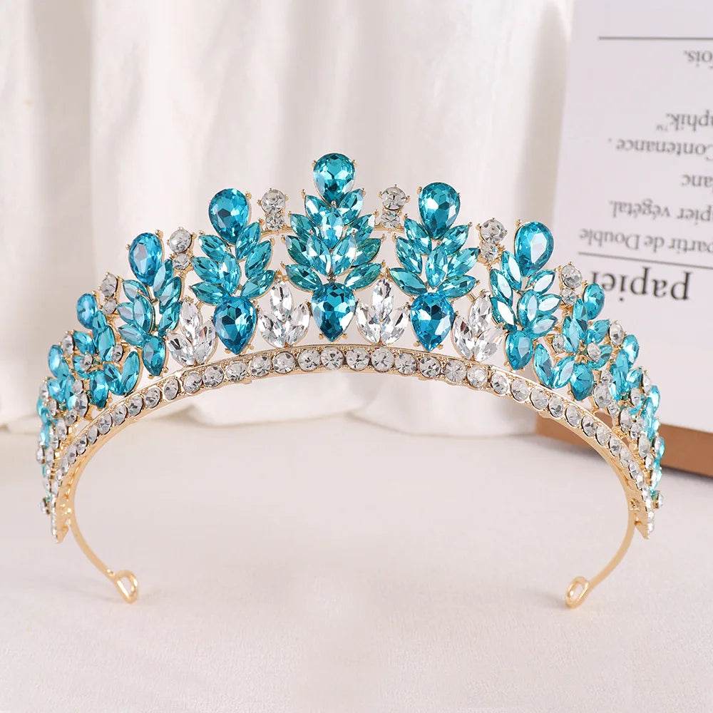 Baroque Green Opal Wedding Headband Crystal Bridal Crowns