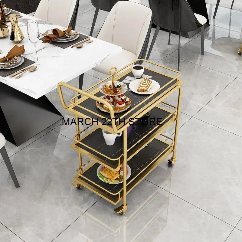 Hotel Sideboards Trolley Rolling Utility Gold Serving Food