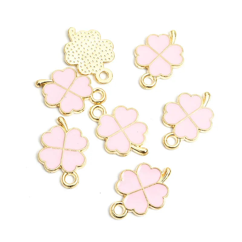 Dopamine Fourleaf Clover Enamel Charms 20pcs DIY Necklace