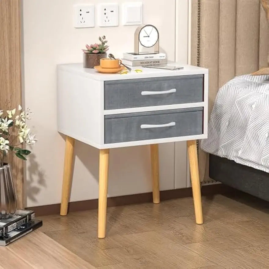 Nightstand with Drawer, Modern White Night Stand Solid