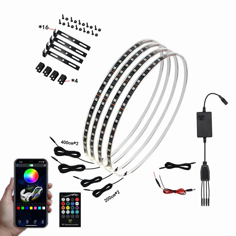 4Pcs 15.5inch Car Wheels Modified LED neon Lights