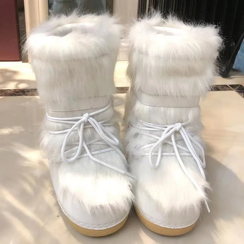 2024 Winter Fur Boots Snow Boots Women Ski