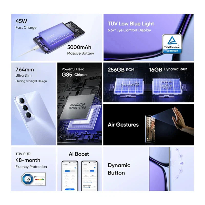 Russian Version realme C65 Smartphone Helio G85 Octa-Core