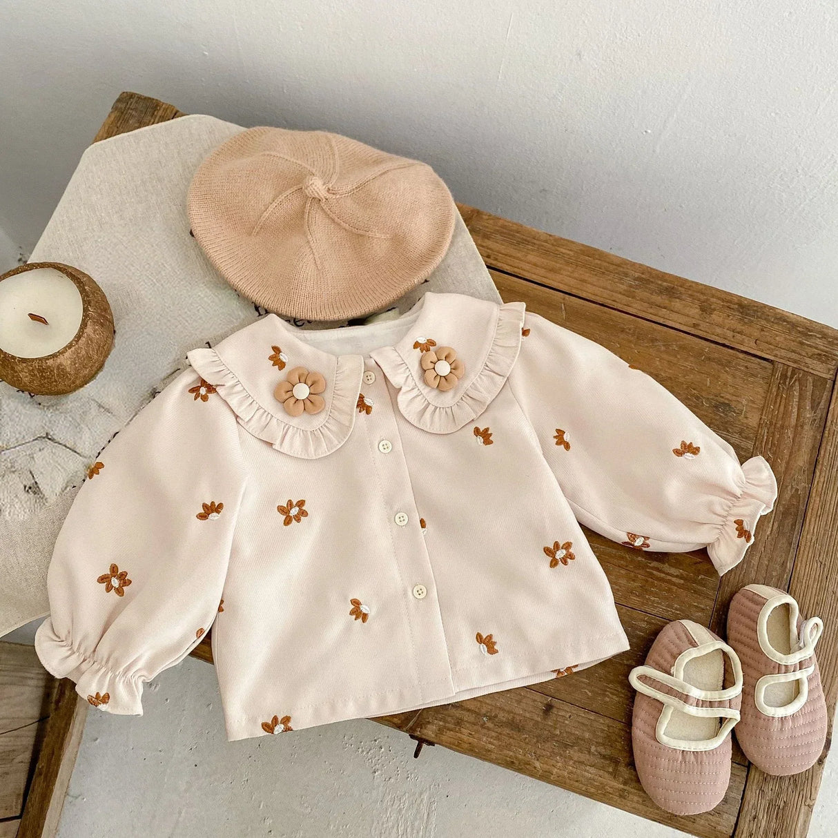 RiniLucia Autumn Baby Girls Floral Cotton T-shirt Children