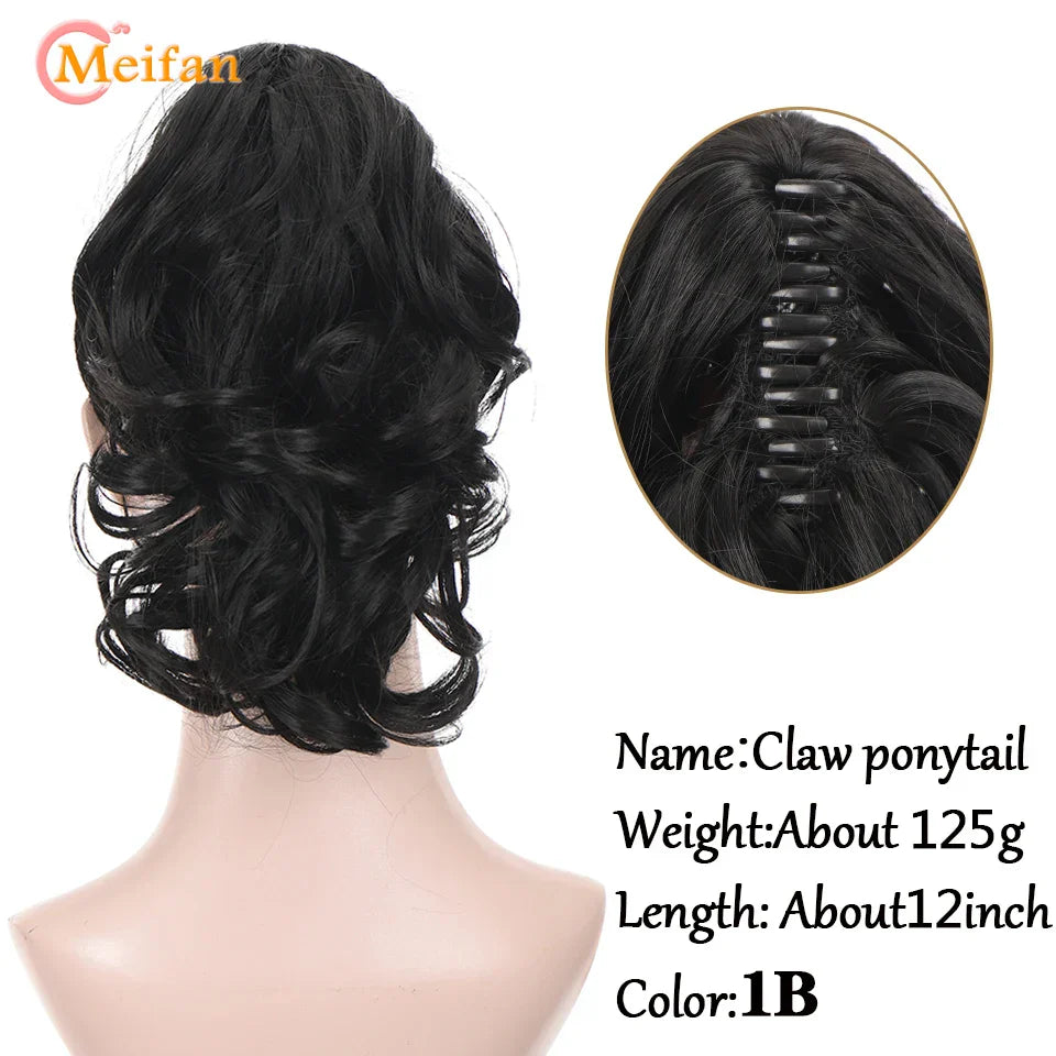 MEIFAN Long Synthetic Wavy Clip in Hair Ponytail