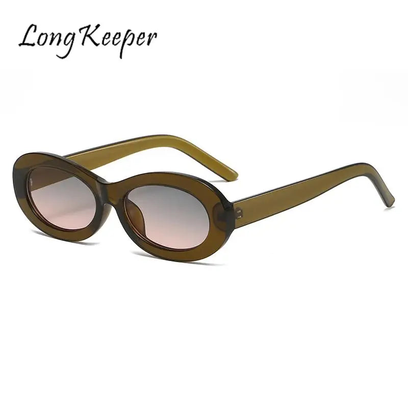 Small Oval Sunglasses for Women Men Cateye Frame