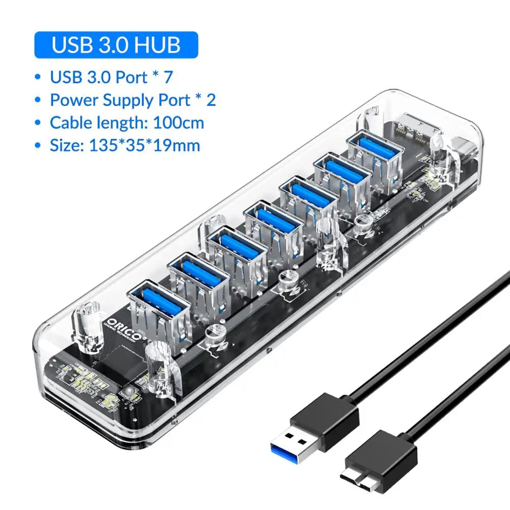 ORICO Transparent Series USB HUB Multi 4 7