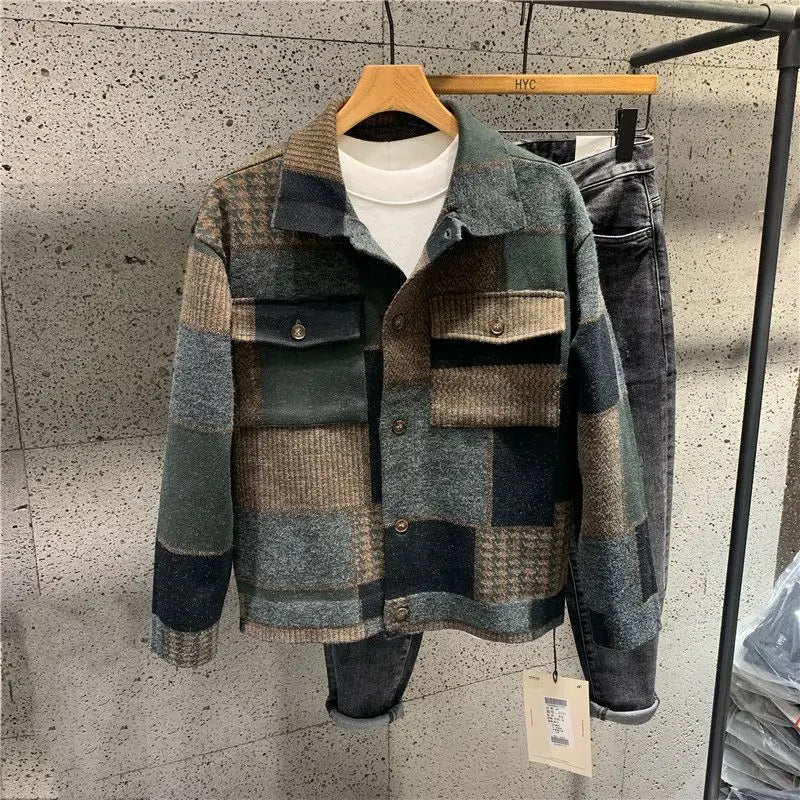 American Casual Patchwork Color Contrast Lapel Jacket Trend