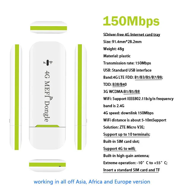 EATPOW 4G LTE Wireless Router USB Dongle 150Mbps