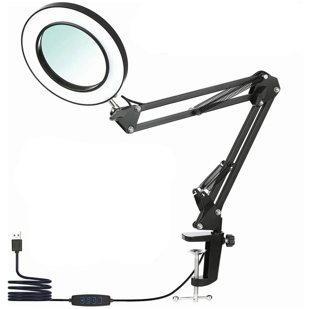 8x Magnifier Glass Swing Arm Flexible Clamp-on Table