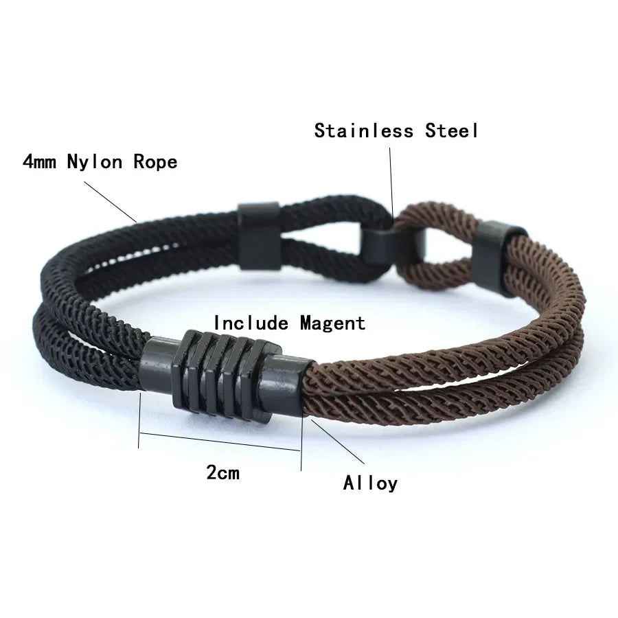 New Bicolor Thread Bracelet For Men Magnet Buckle