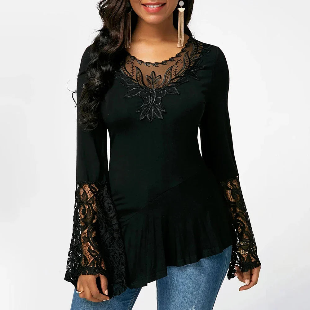 Plus Size Sexy Womens Autumn Winter Solid Pullover