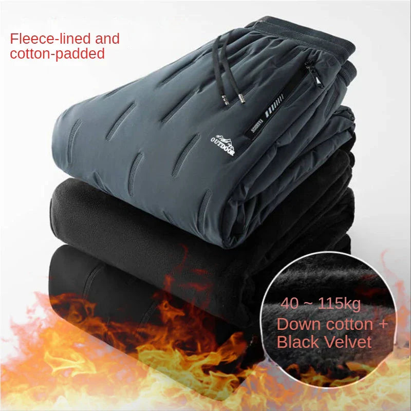 New Winter Pants Men Brushed Windproof Padded Warm