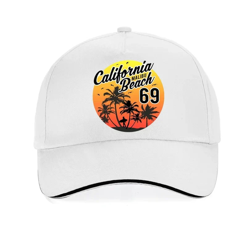 Vintage California Malibu Beach Sunhat Fashion Beach Cartoon