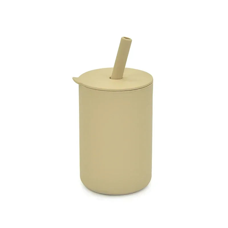Baby Silicone Feeding Training Cutlery Liquid Straw Cup