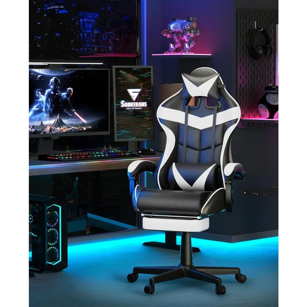 Reclining Chair Office (Polar White) Ergonomic Gamer Chair