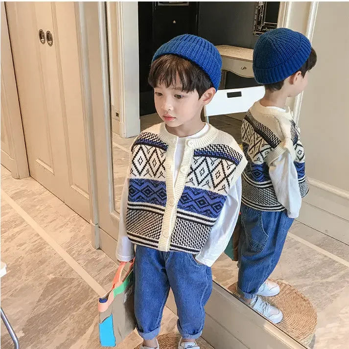 1-10Y Children Single-breasted Vests Sweaters Cotton Vest boy